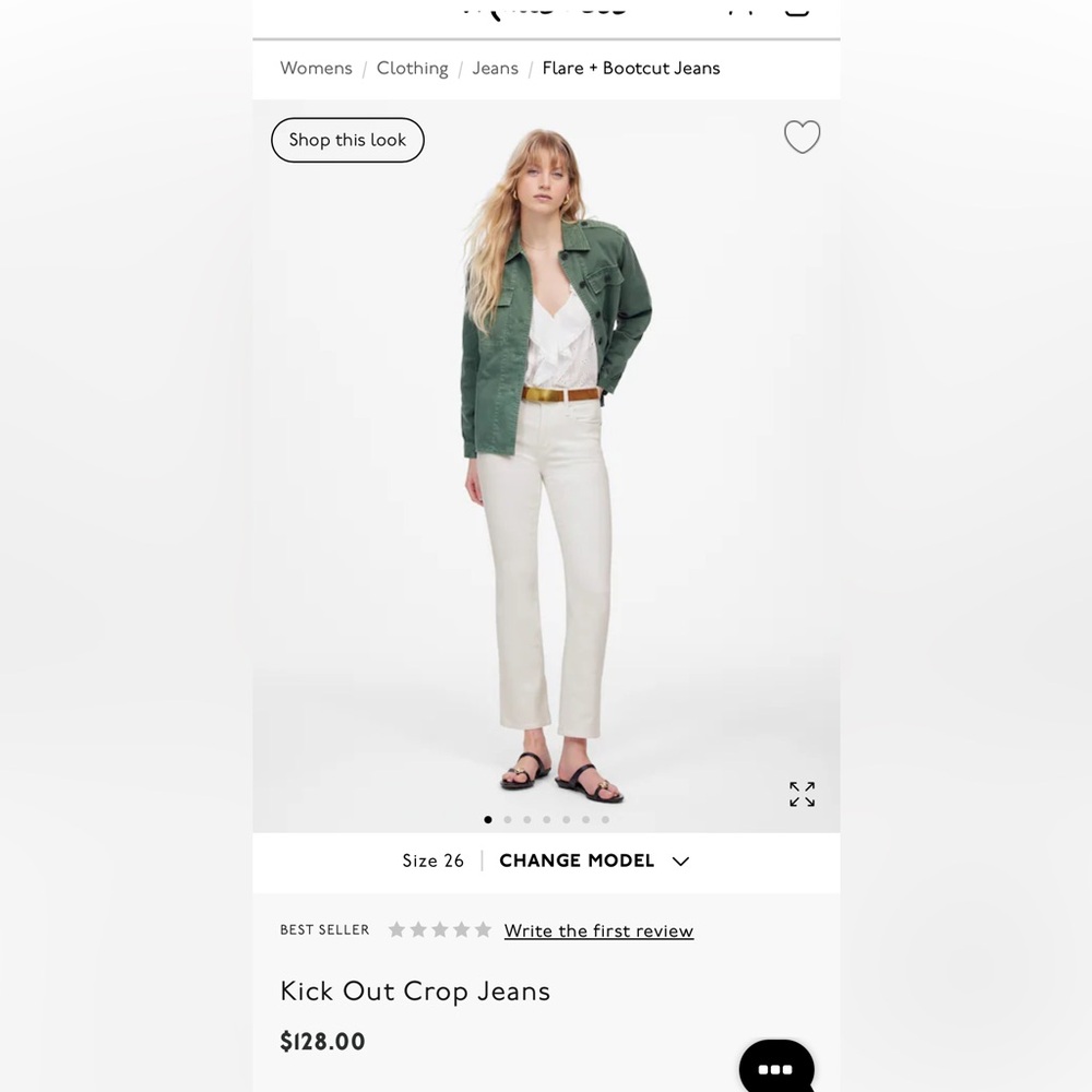 NWT Madewell White Flare Jeans SIZE 27